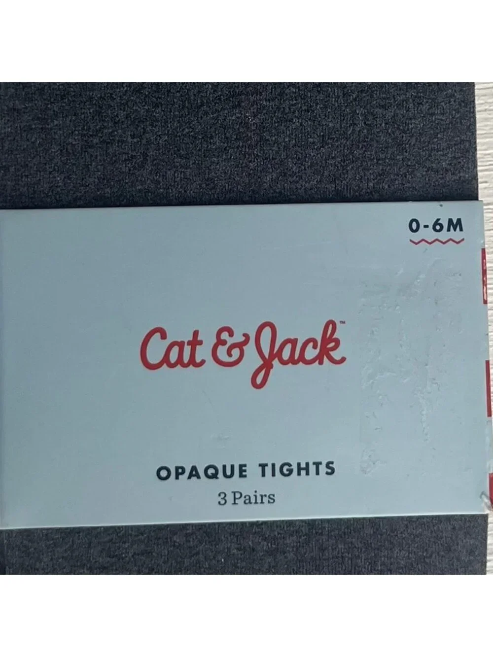 Cat & Jack Opaque Tights 3 Pairs Baby 0-6M Gray White Blue